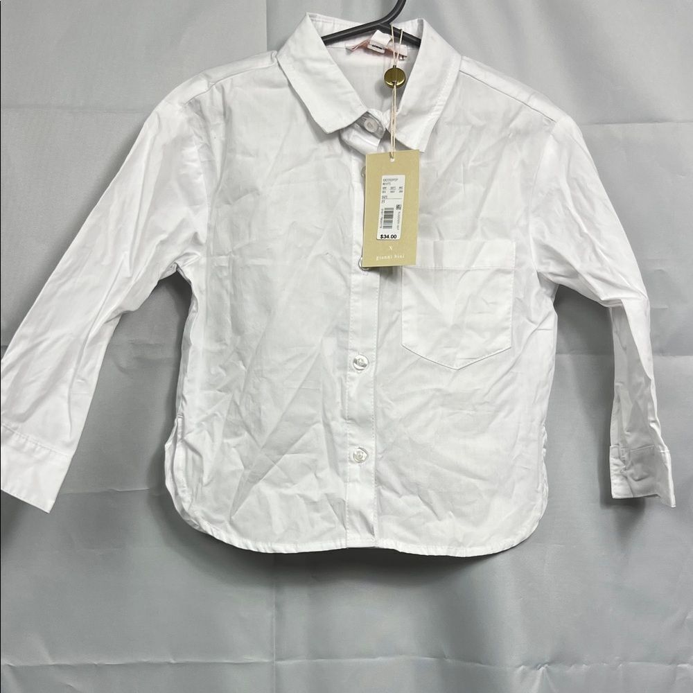 Gianni Bini White long sleeve cotton button up blouse size 2T NWT